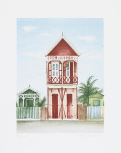 Port au Prince, Folk Art Lithograph by Mary Faulconer