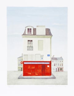 Restaurant au Vieux Paris, Folk Art Lithograph by Mary Faulconer