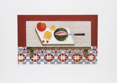 Summer Melon, Folk Art Lithograph by Mary Faulconer