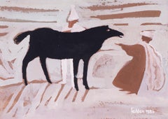 Le cheval noir, une œuvre charmante et rustique réalisée par la grande Mary Fedden