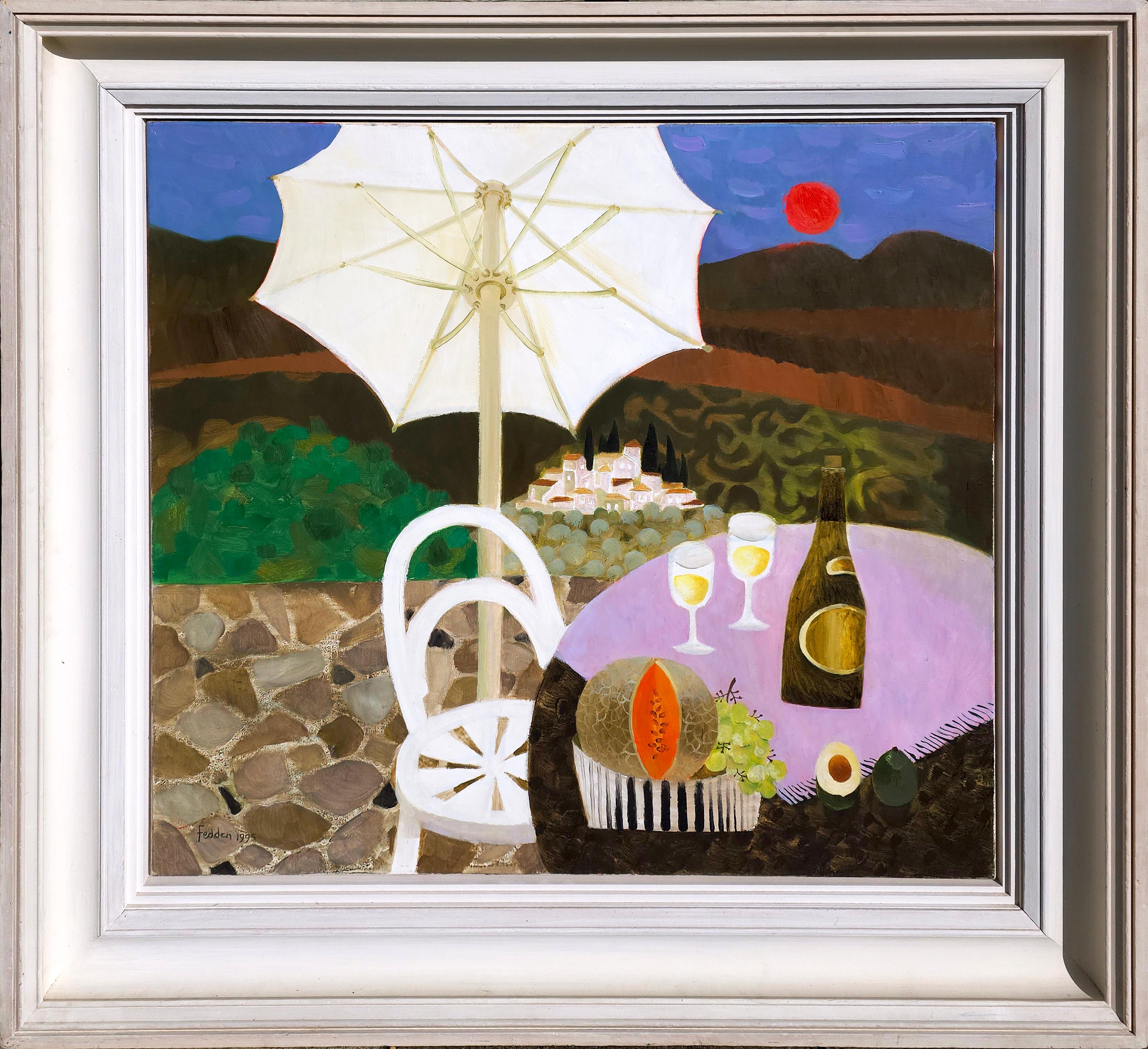 Mary Fedden Landscape Painting - The White Umbrella