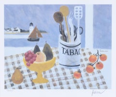 Litografía The Tabac Jar de Mary Fedden Naturaleza muerta y escena portuaria