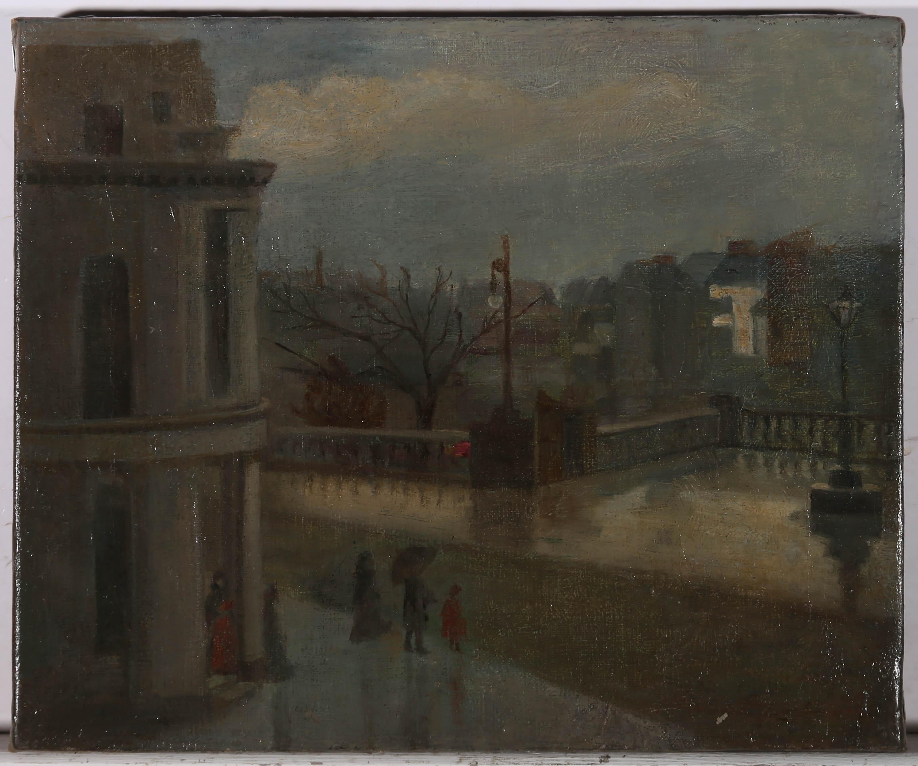 Mary Findlay - Scottish School Early 20th Century Oil, A Rainy Day 1