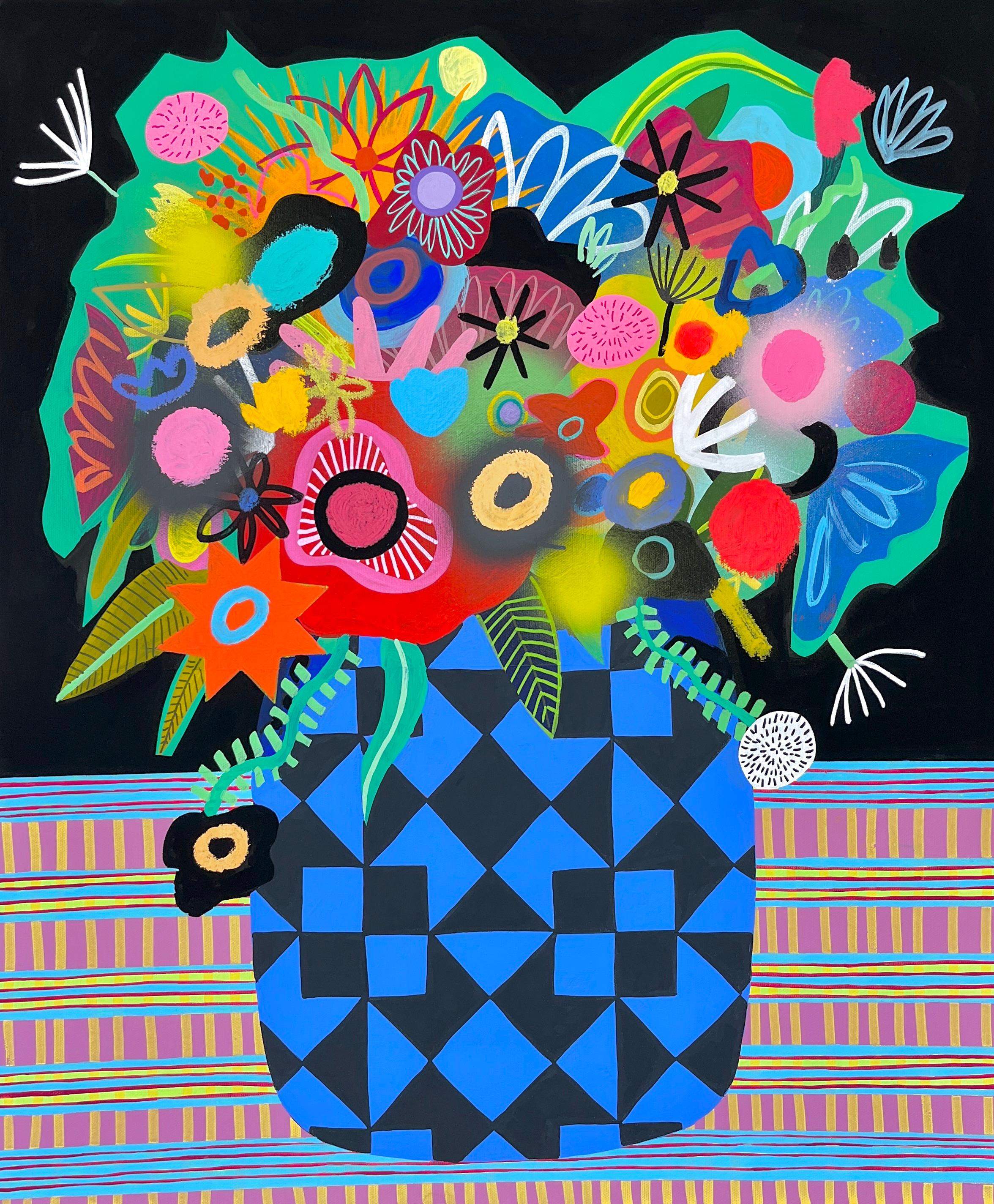 Mary Finlayson
"Fleurs avec vase géométrique"
Gouache sur toile avec cadre en érable
25.125 x 21.07 pouces, encadré

L'intérêt de Mary Finlayson pour la peinture d'espaces intérieurs illustre la façon dont les environnements révèlent l'identité.