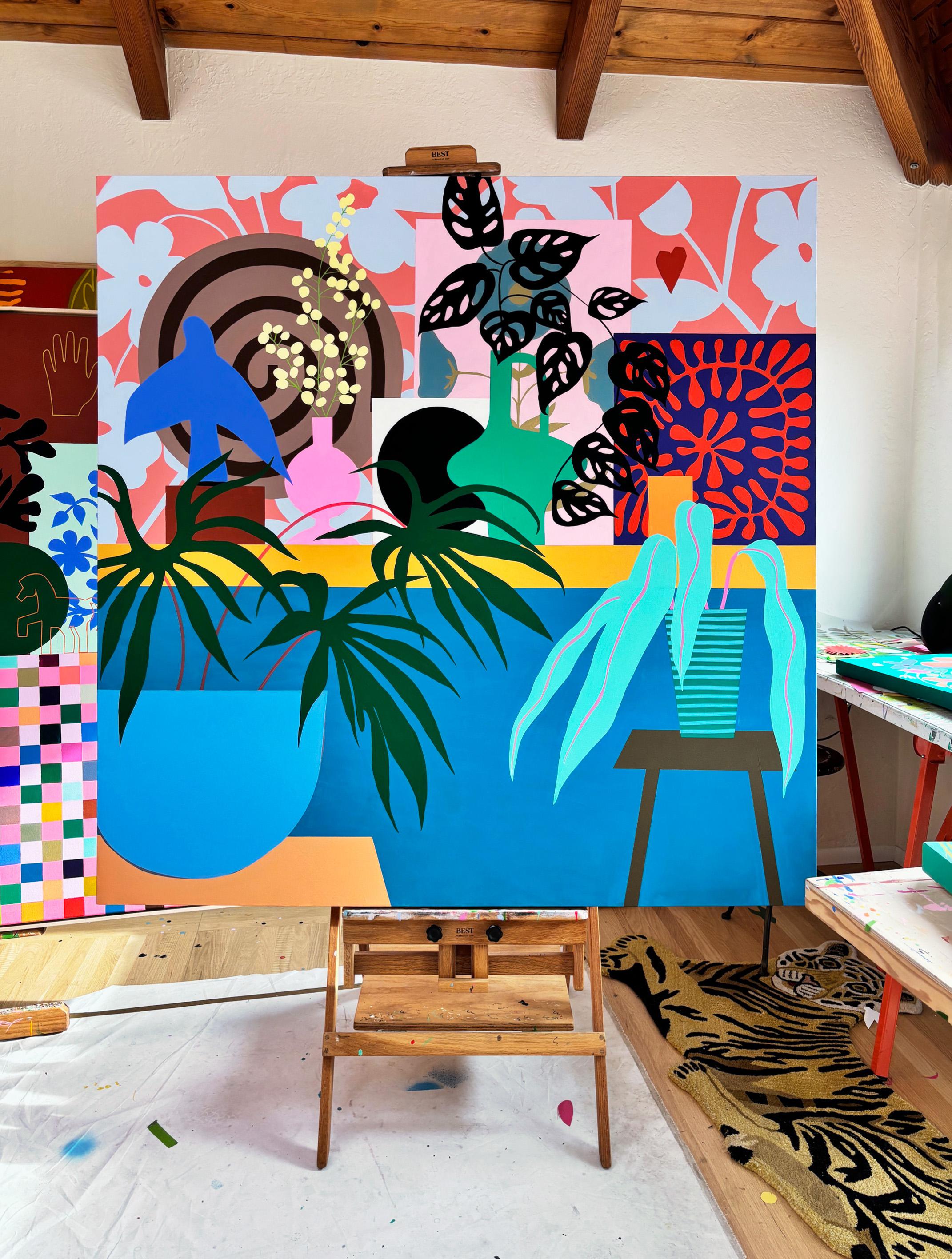 Flores en la pared de Mary Finlayson, Témpera/lienzo, Floral, Naturaleza muerta en venta 1