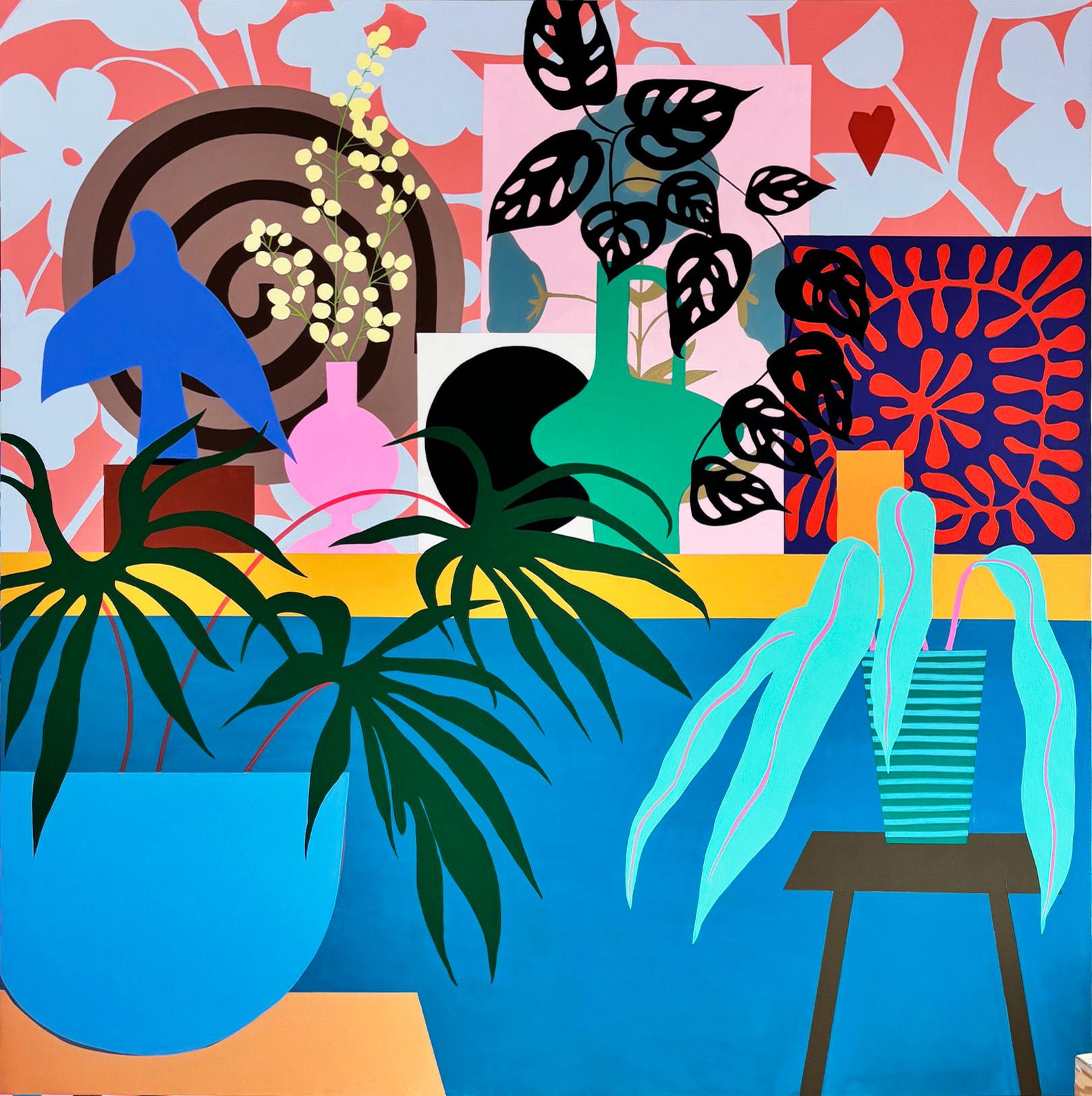 Flores en la pared de Mary Finlayson, Témpera/lienzo, Floral, Naturaleza muerta en venta 2