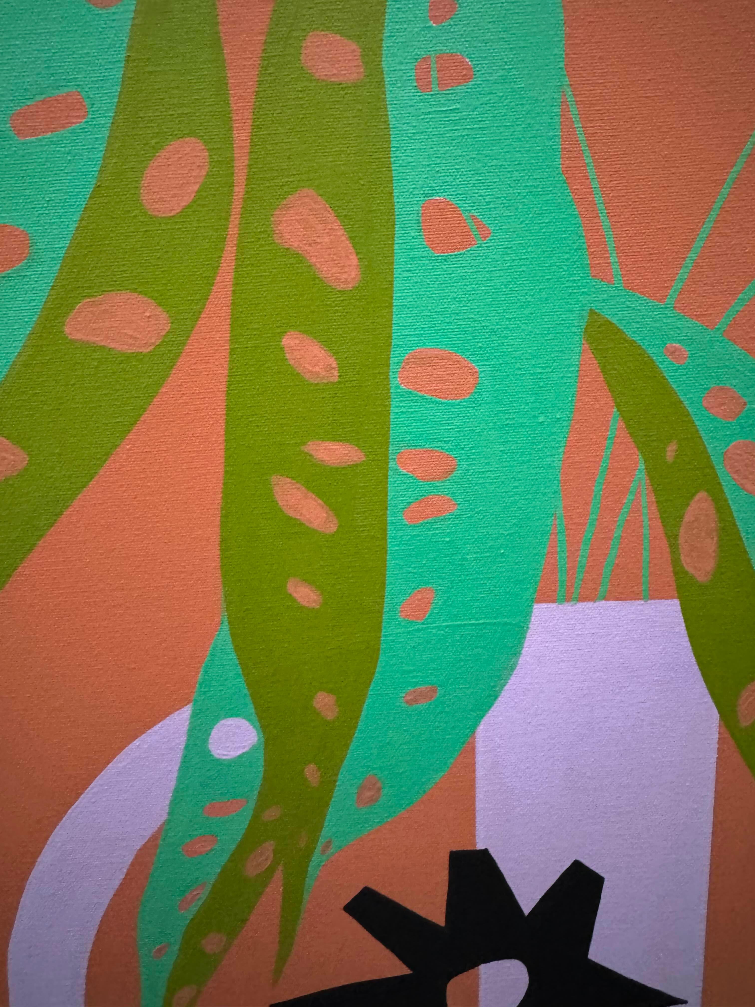 Shelf with Books and Pink Poppies by Finlayson, Gouache/Canvas, Floral, Patterns For Sale 3