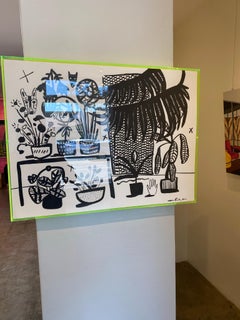 Wolf Vase with Plants, Mary Finlayson, Gouache on Paper- Interior/Still Life