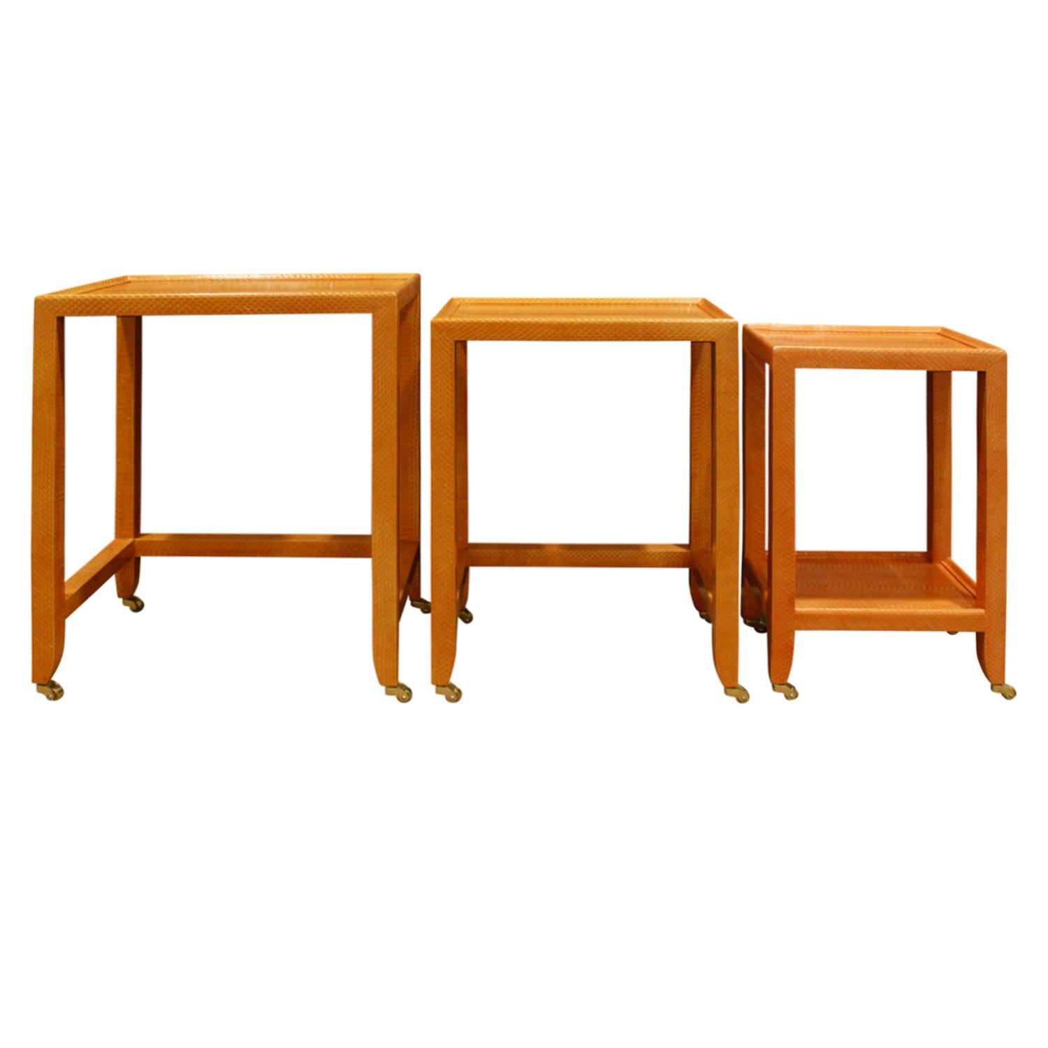Modern Mary Forssberg Nesting Telephone Tables in Apricot Python 2019 'Signed'