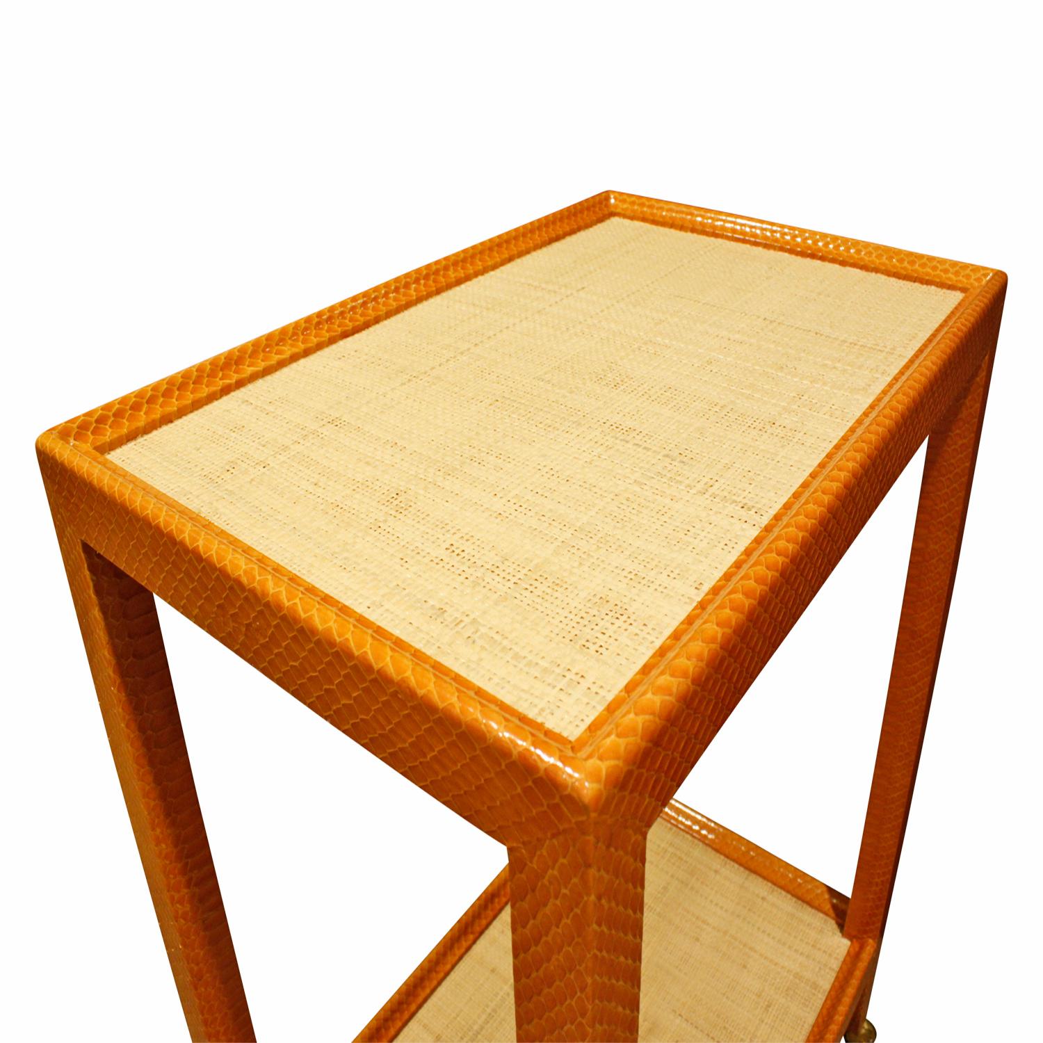 Modern Mary Forssberg Table in Apricot Python and Madagascar Cloth Tops 2019 'Signed'