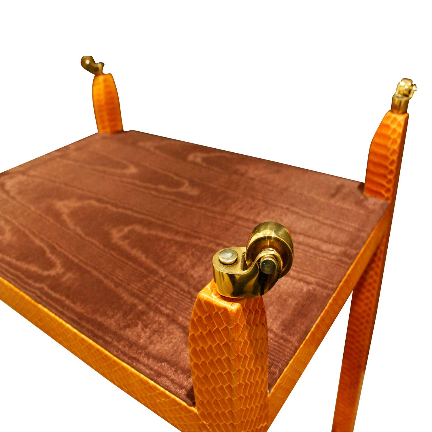 Hand-Crafted Mary Forssberg Table in Apricot Python and Madagascar Cloth Tops 2019 'Signed'