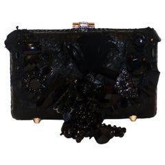 Mary Frances Black Beaded Clutch Bag