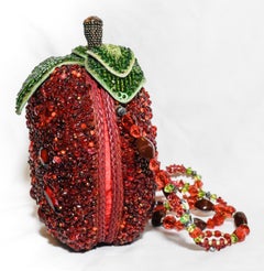 Mary Frances Candy Apple Red Beaded Shoulder Bag