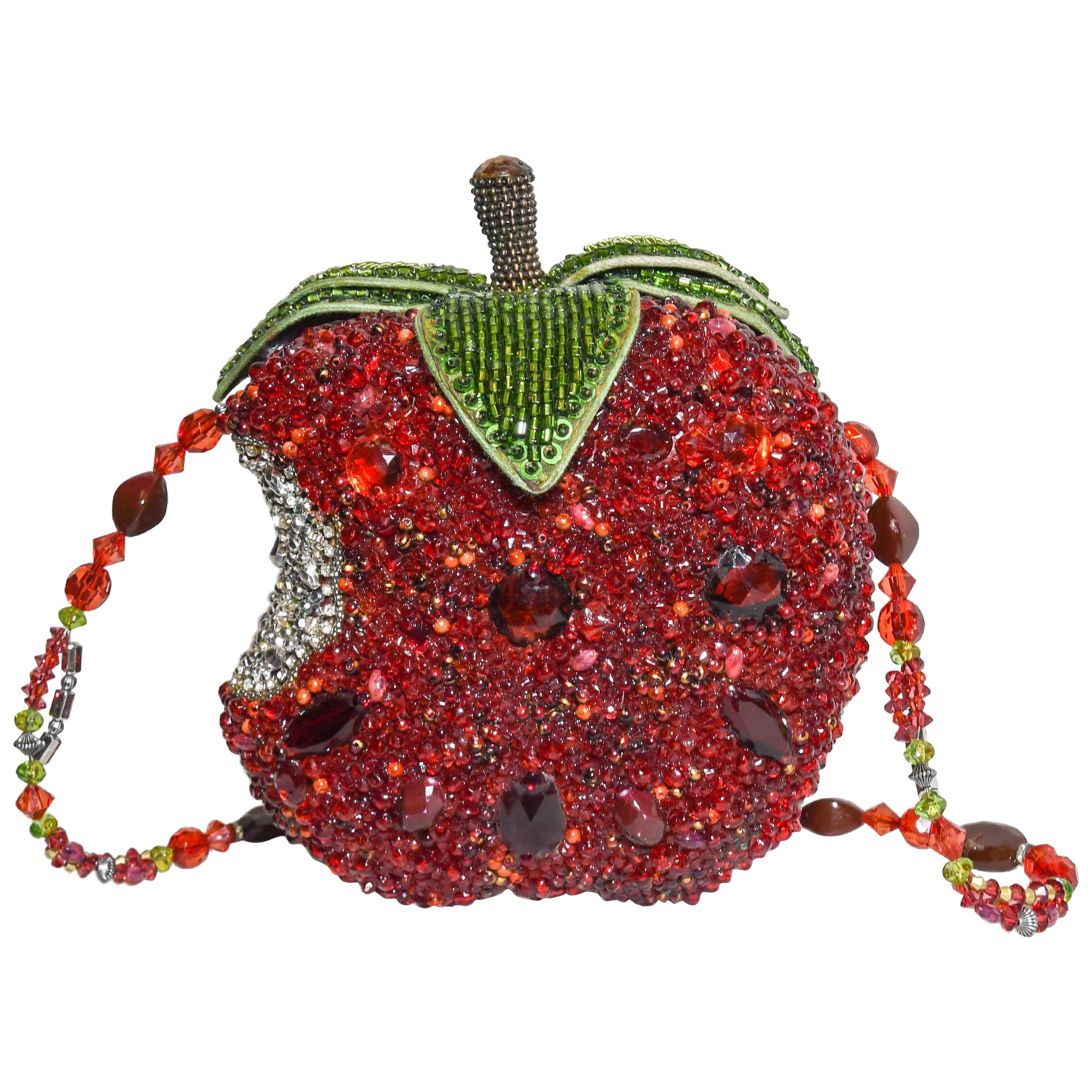 Mary Frances Candy Apple Red Beaded Shoulder Bag