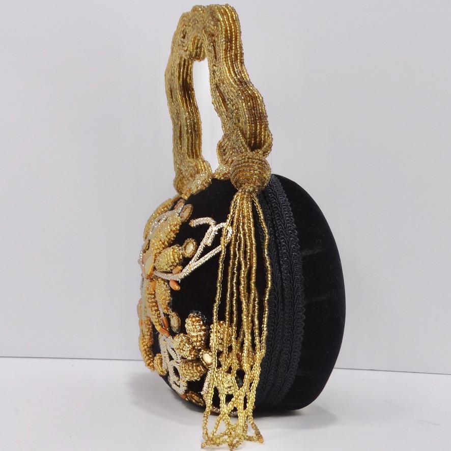 Minaudière fantaisie Mary Frances ornée de perles d'or Excellent état - En vente à Scottsdale, AZ