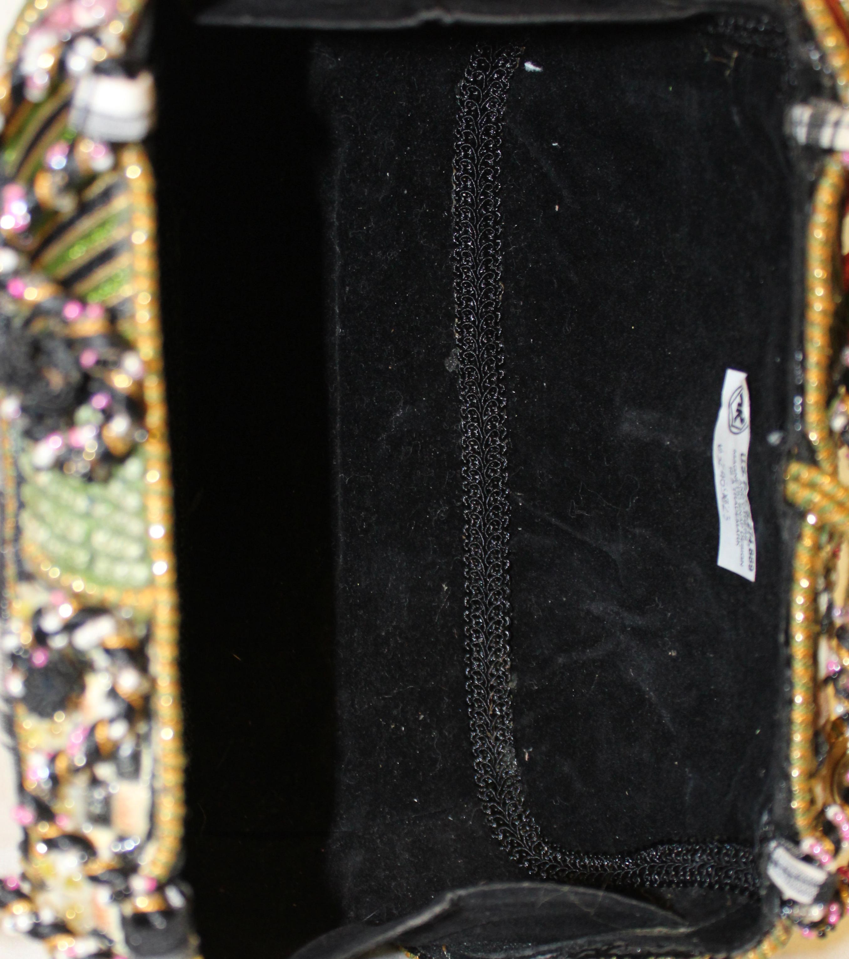 Women's Mary Frances Plaid Floral Beaded Two Top Handles Handbag