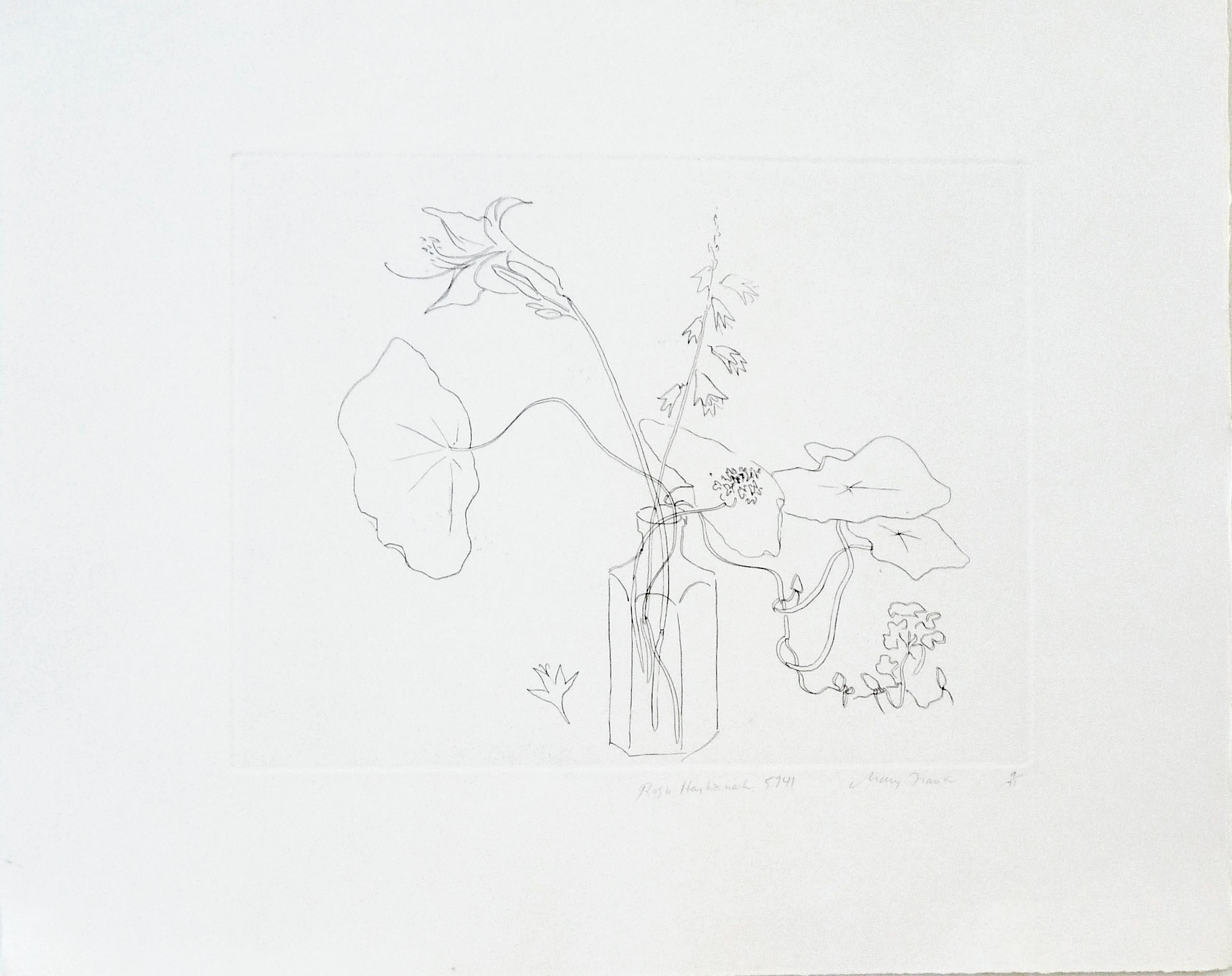 Rosh Hashanah 5741 (vase de fleurs pour la nouvelle année juive) Signé/N Lithographie - Print de Mary Frank