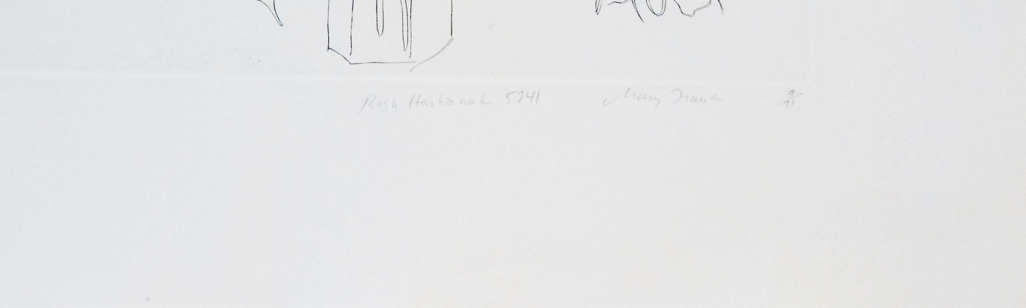 Rosh Hashanah 5741 (vase de fleurs pour la nouvelle année juive) Signé/N Lithographie - Contemporain Print par Mary Frank