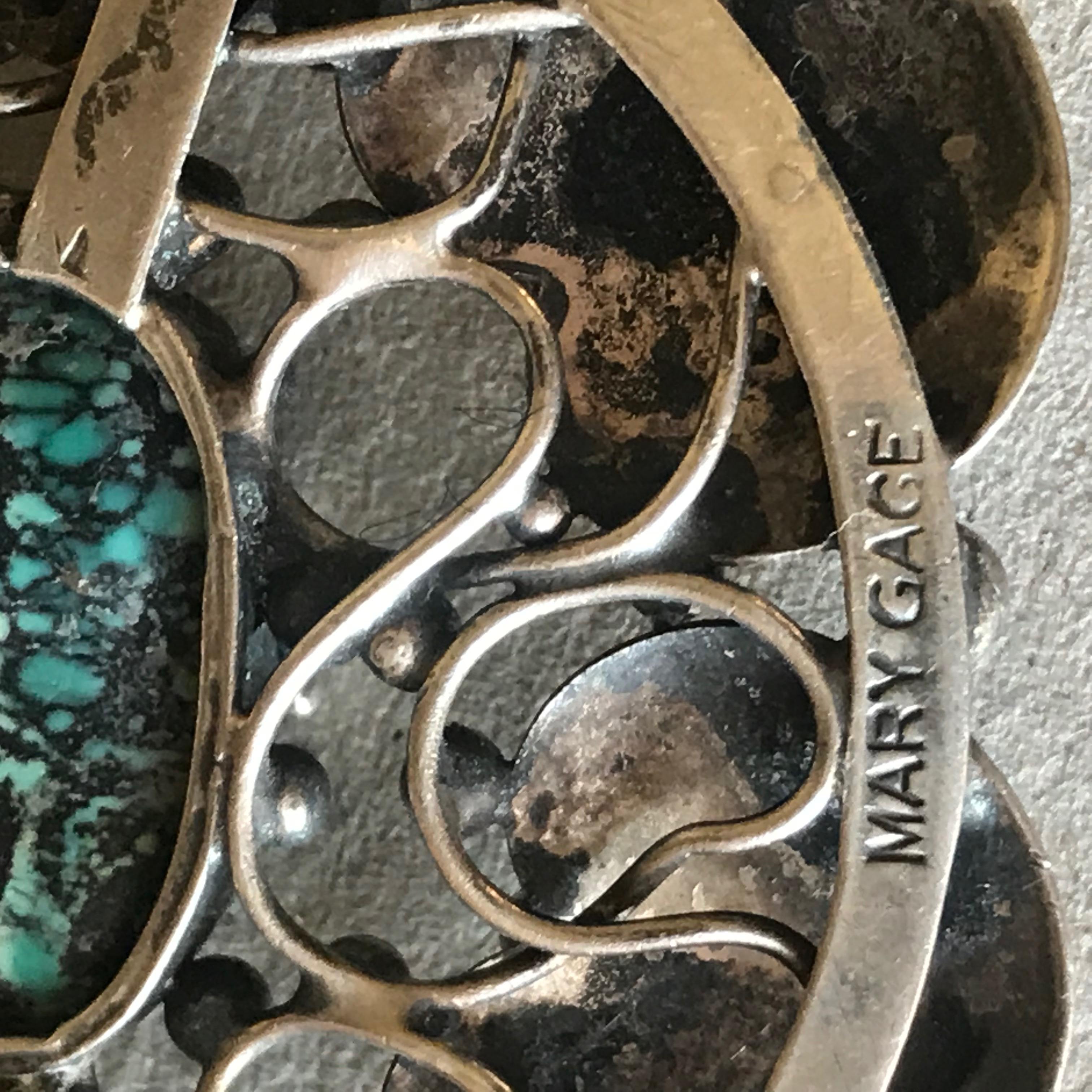 Mary Gage Sterling Silver Brooch with Turquoise In Excellent Condition For Sale In San Francisco, CA