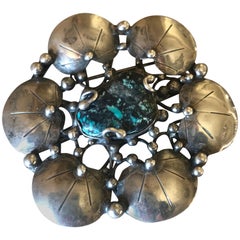 Vintage Mary Gage Sterling Silver Brooch with Turquoise