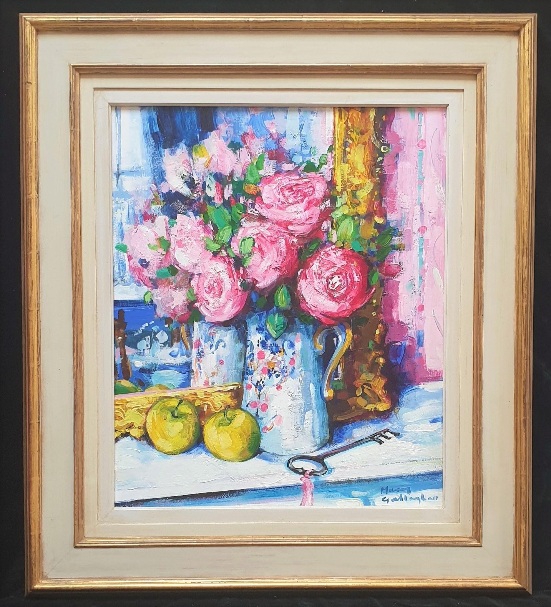 Roses and Apples - Painting by Mary Gallagher