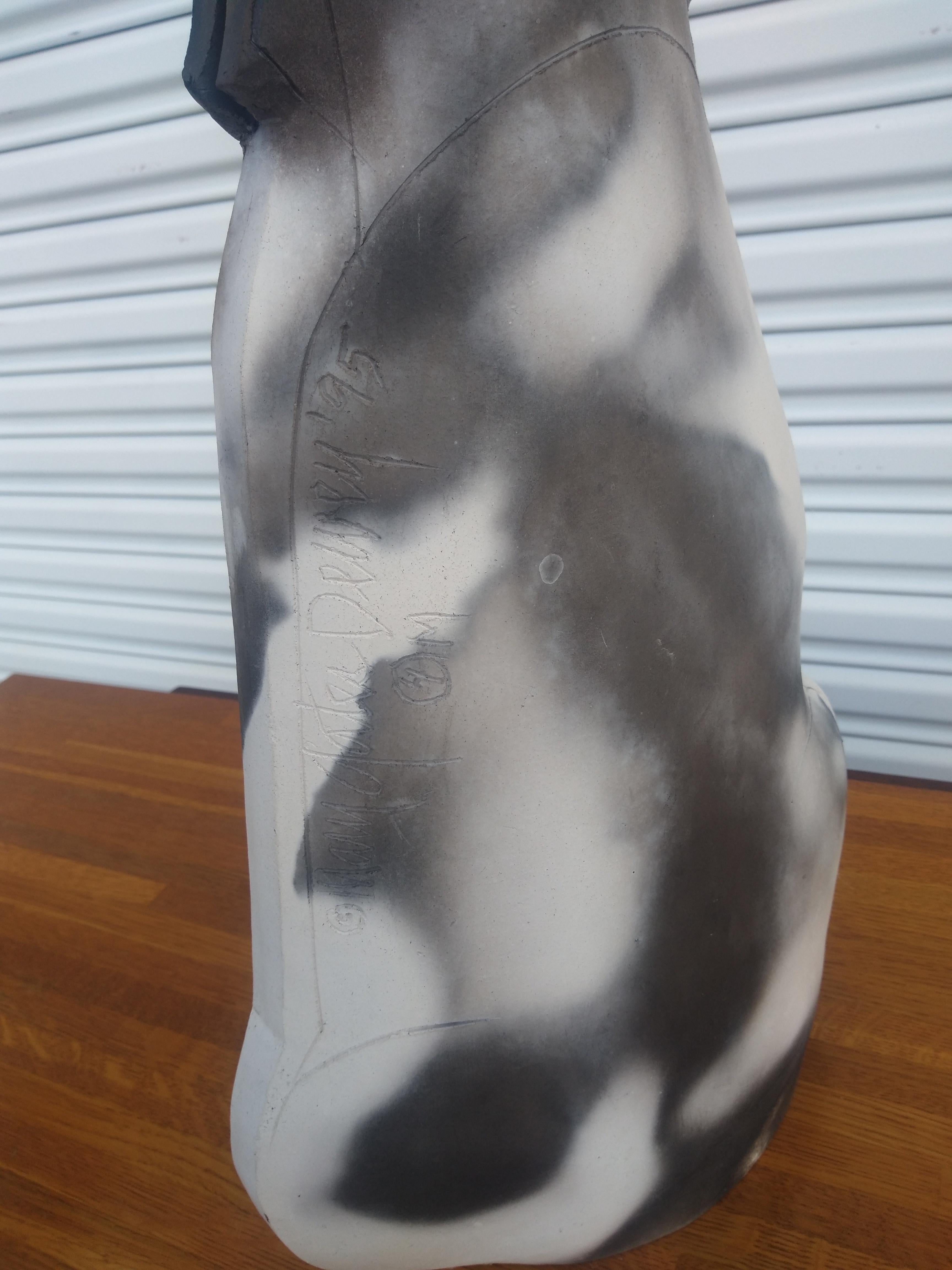 Hand-Crafted Mary Gates Dewey Ceramic Cat Sculpture For Sale