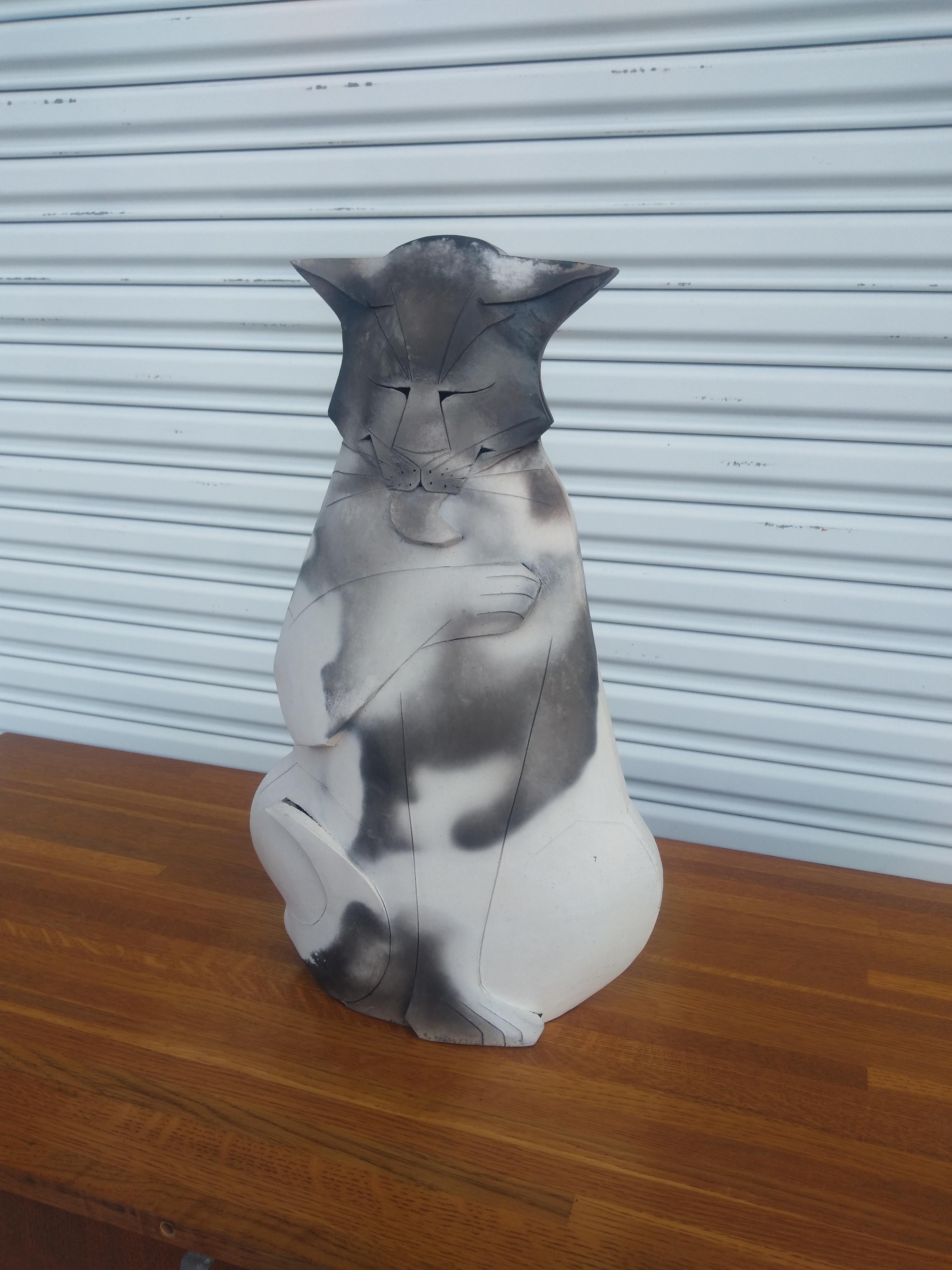 Mary Gates Dewey Ceramic Cat Sculpture In Good Condition For Sale In Pasadena, TX