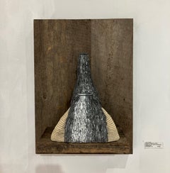 Wall Mounting Mixed Media Sculpture, Waxed Linen, 19 x 14 x 7 in, Mary Giles