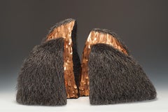 "Wings", Mixed Media Sculpture with Waxed Linen, Hammered Copper and Iron Wire