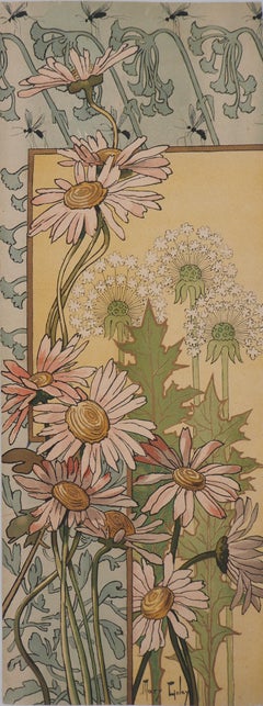 Art nouveau : Daisies, Thistles and Umbels - Original lithograph