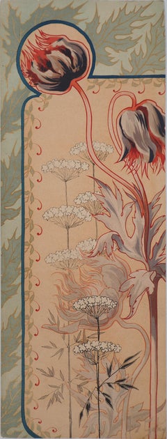 Art nouveau : Poppies and Dandelions - Original lithograph