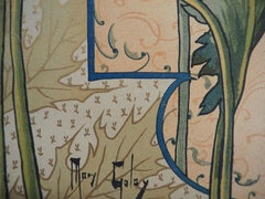 Poppies rouges stylisées Art nouveau - Lithographie originale