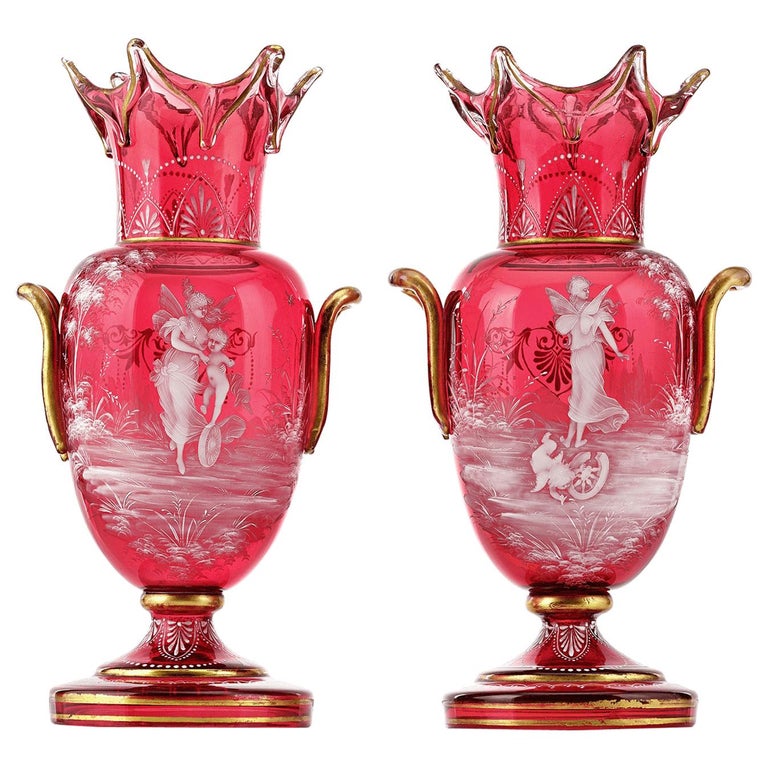 Cranberry Glass Vases 18 For Sale On 1stdibs