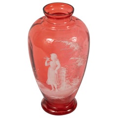 Antique Mary Gregory Cranberry Vase