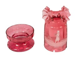 Mary Gregory Fairy Lamp with Ruffled Rim