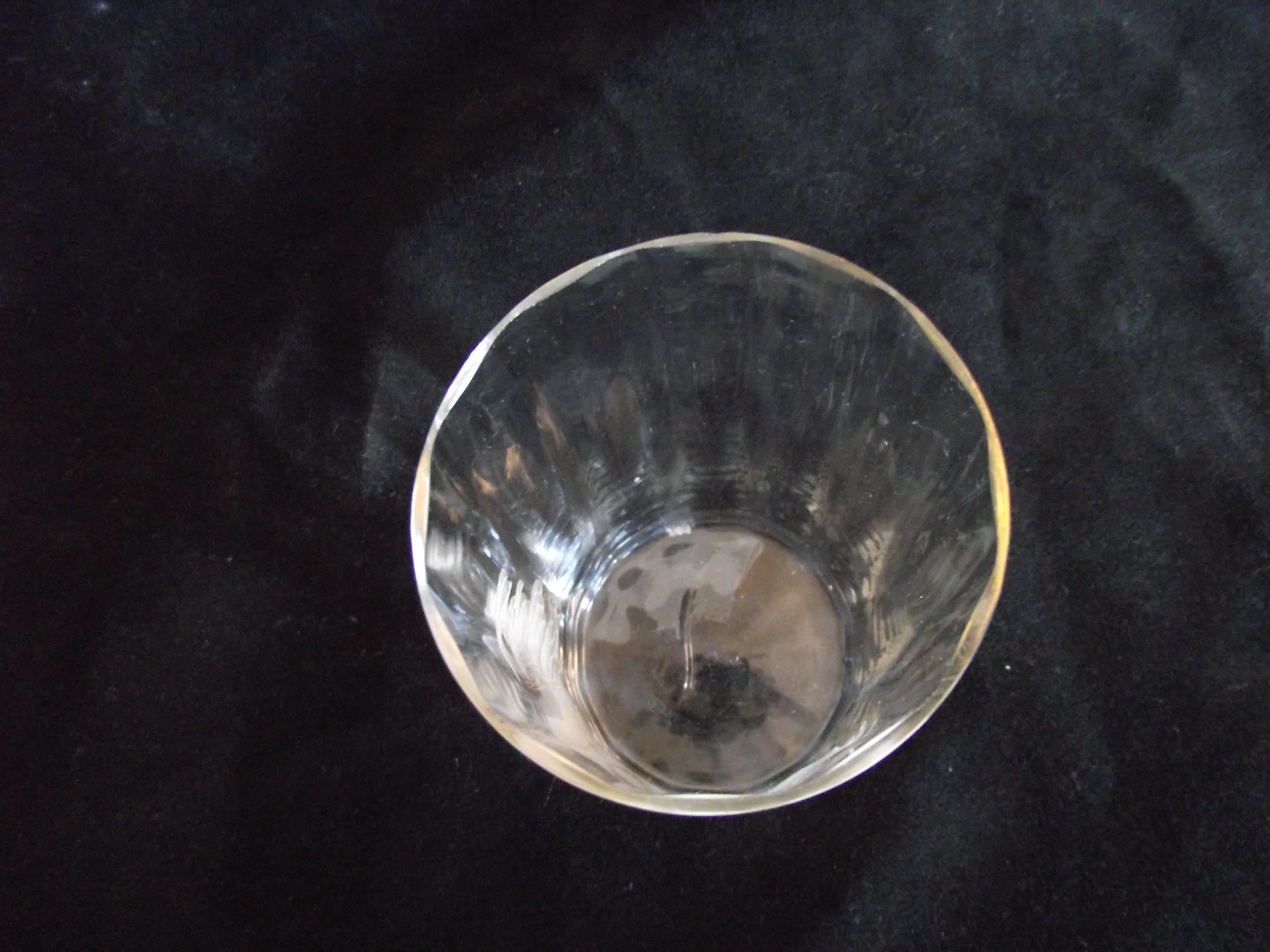 Hand-Painted Mary Gregory Glass, Clear Glass with Castle Painted in White Porcelain For Sale