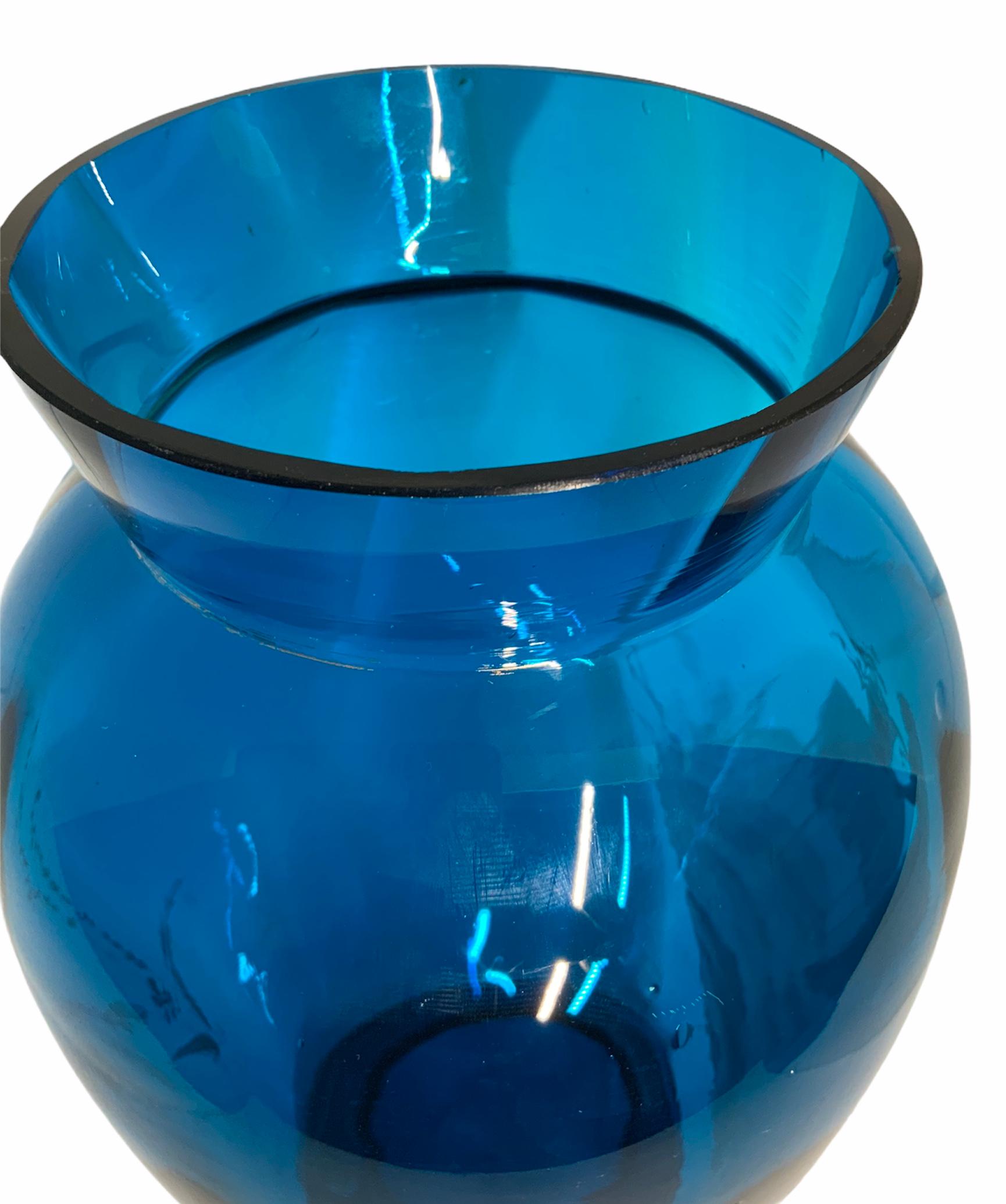 20th Century Mary Gregory Royal Blue Glass Vase
