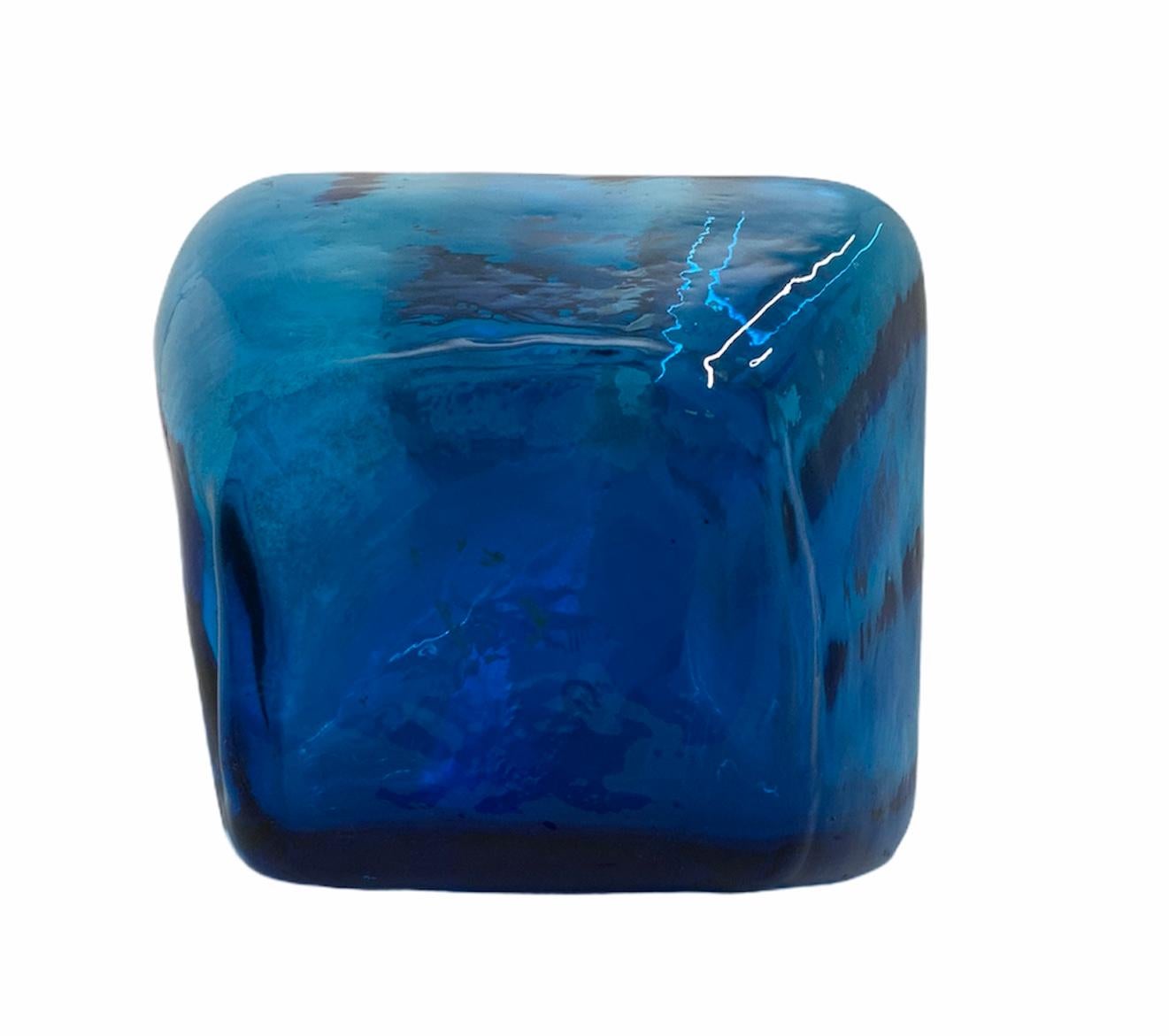 Victorian Mary Gregory Royal Blue Glass Vase For Sale