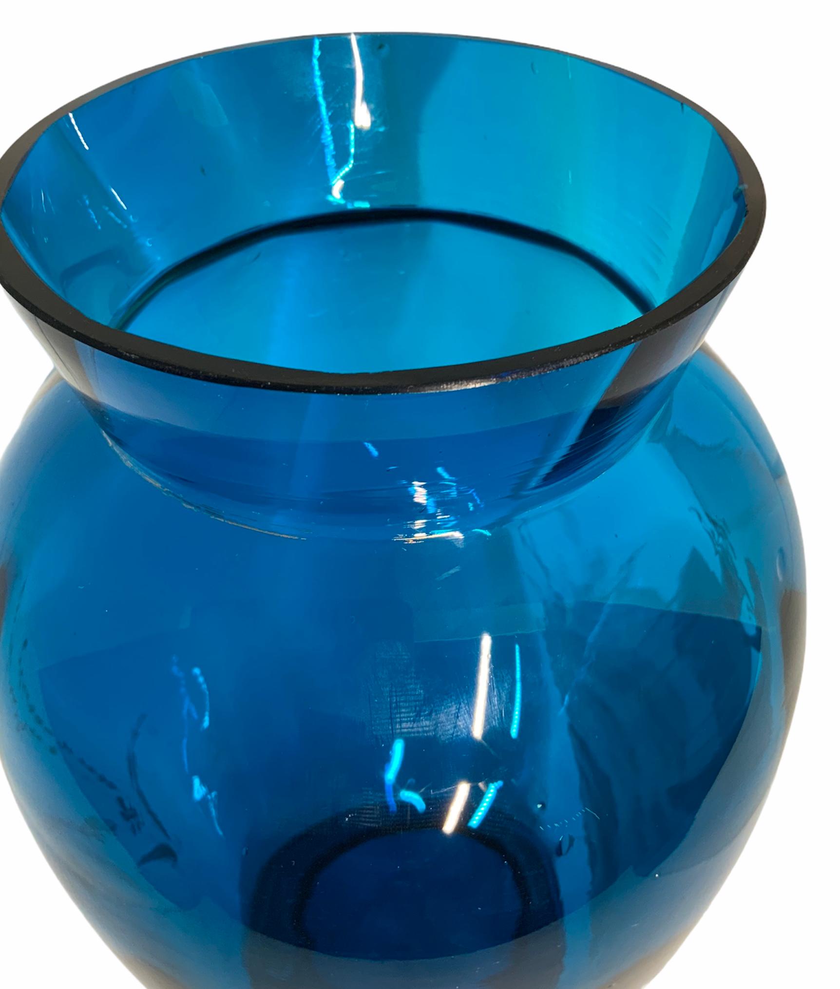 Enameled Mary Gregory Royal Blue Glass Vase