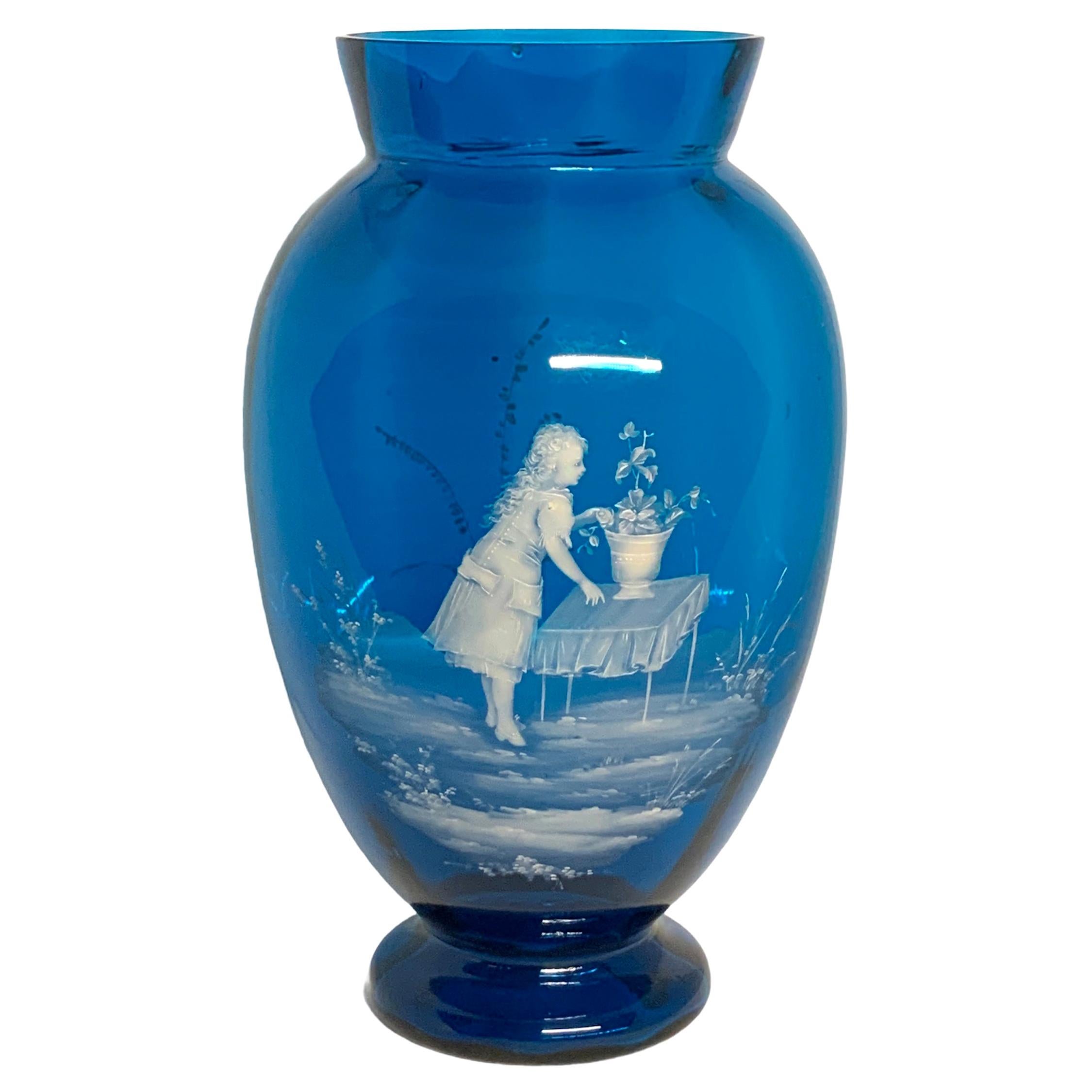 Mary Gregory Royal Blue Glass Vase