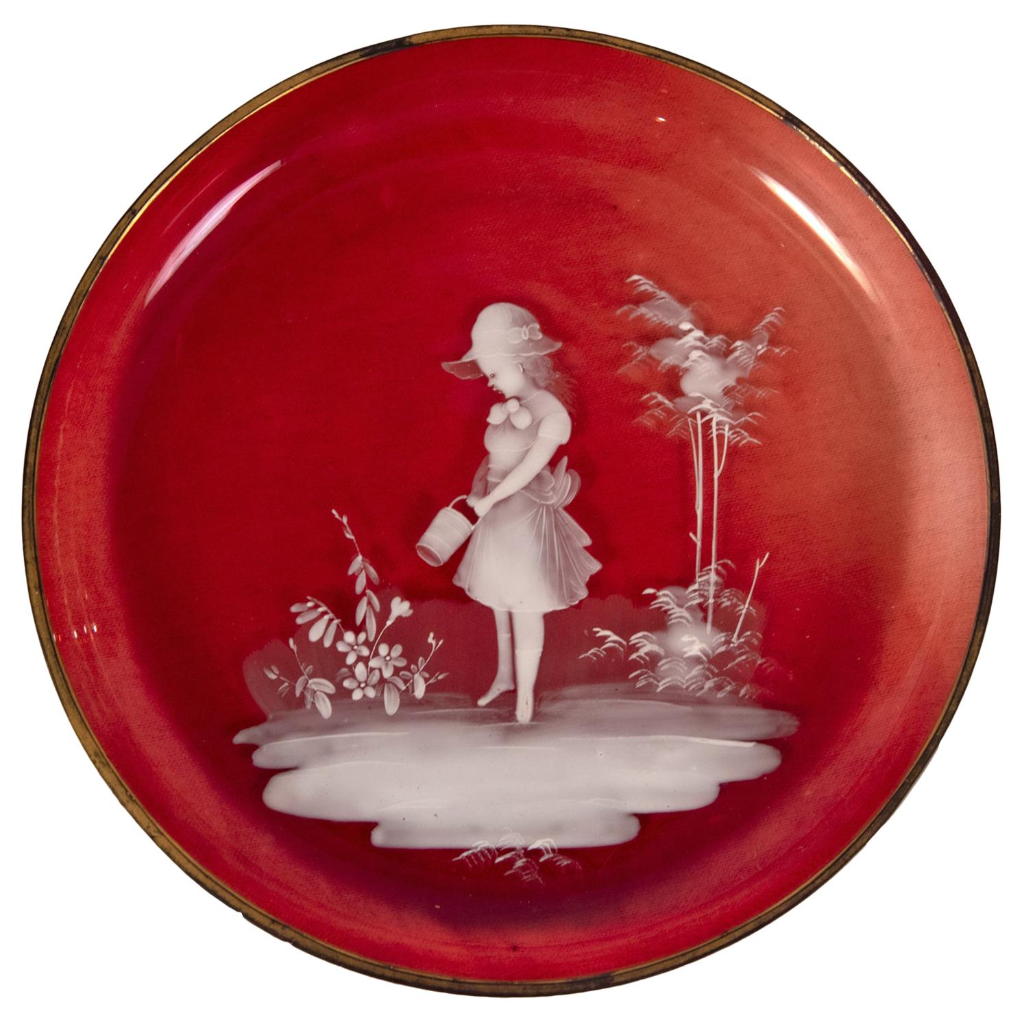 Mary Gregory Small Art Glass Plate