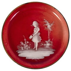 Antique Mary Gregory Small Art Glass Plate