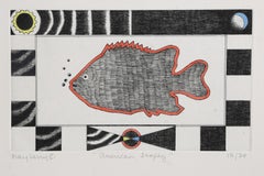 American Trophy, Pop Art Hand Colored Etching by Mary Henry