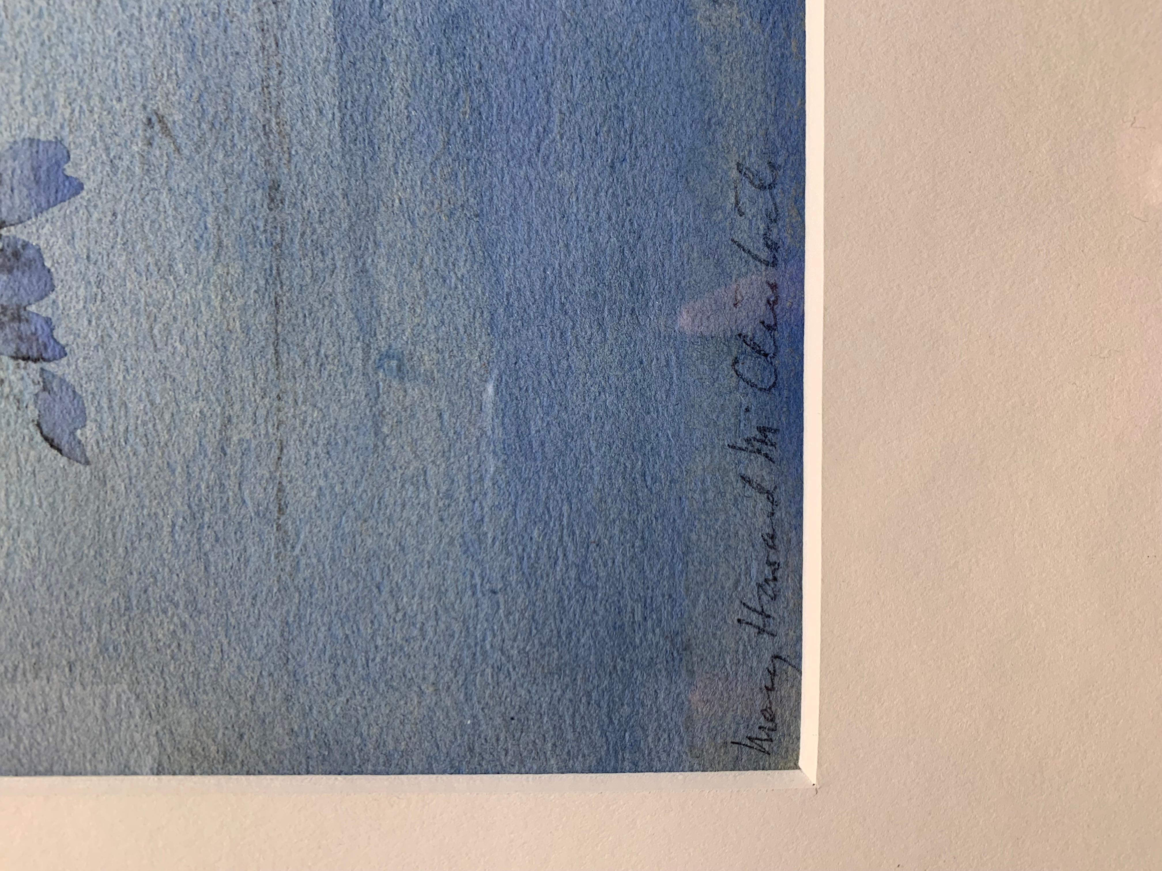 'Snow Capped Harbor Landscape' by Mary Howard, Watercolor For Sale 1