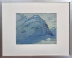 «Paisaje de un puerto nevado», de Mary W. Howard, acuarela enmarcada de 9,25" x 12"