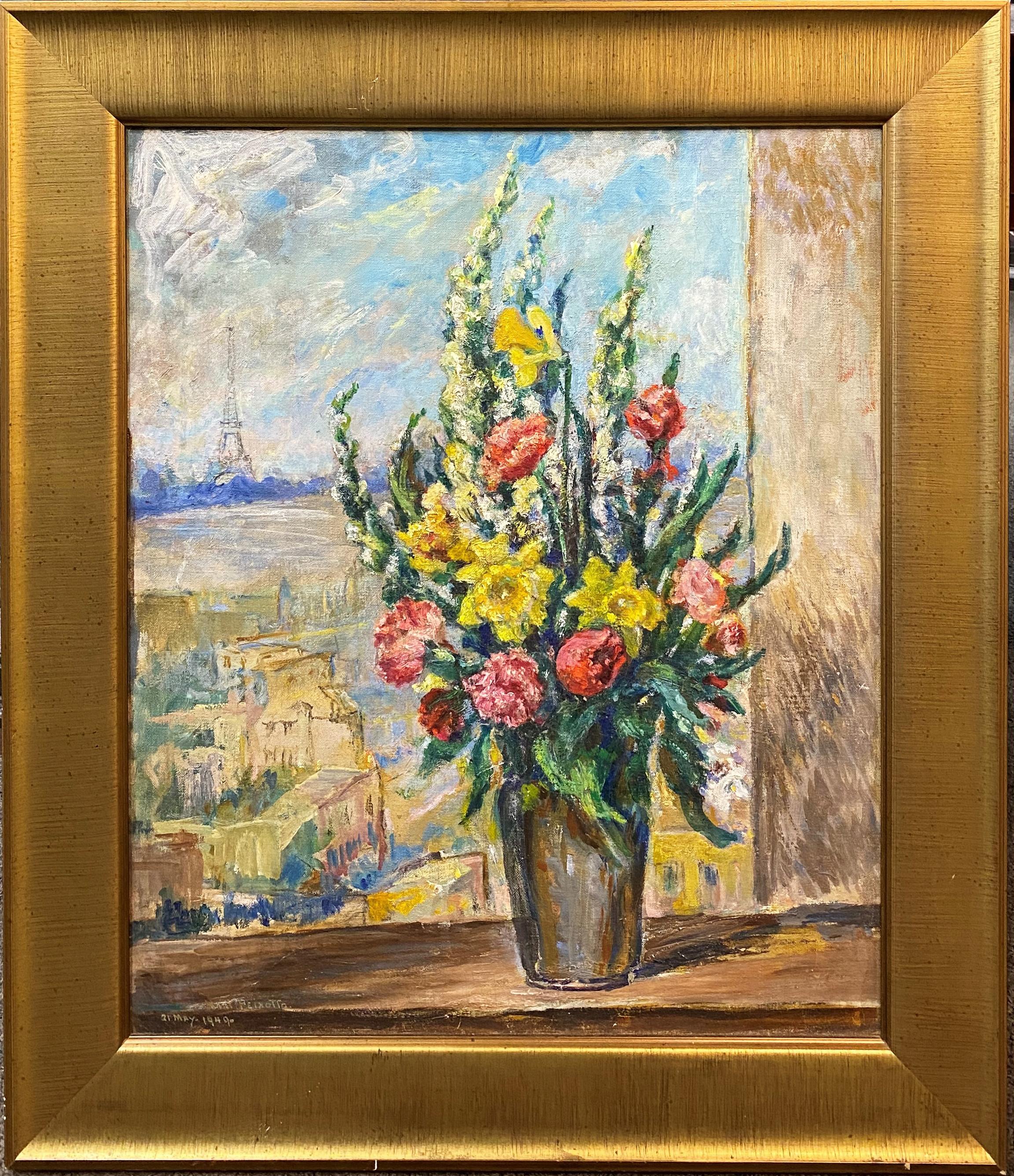 Flowers in a Vase with the Eiffel Tower