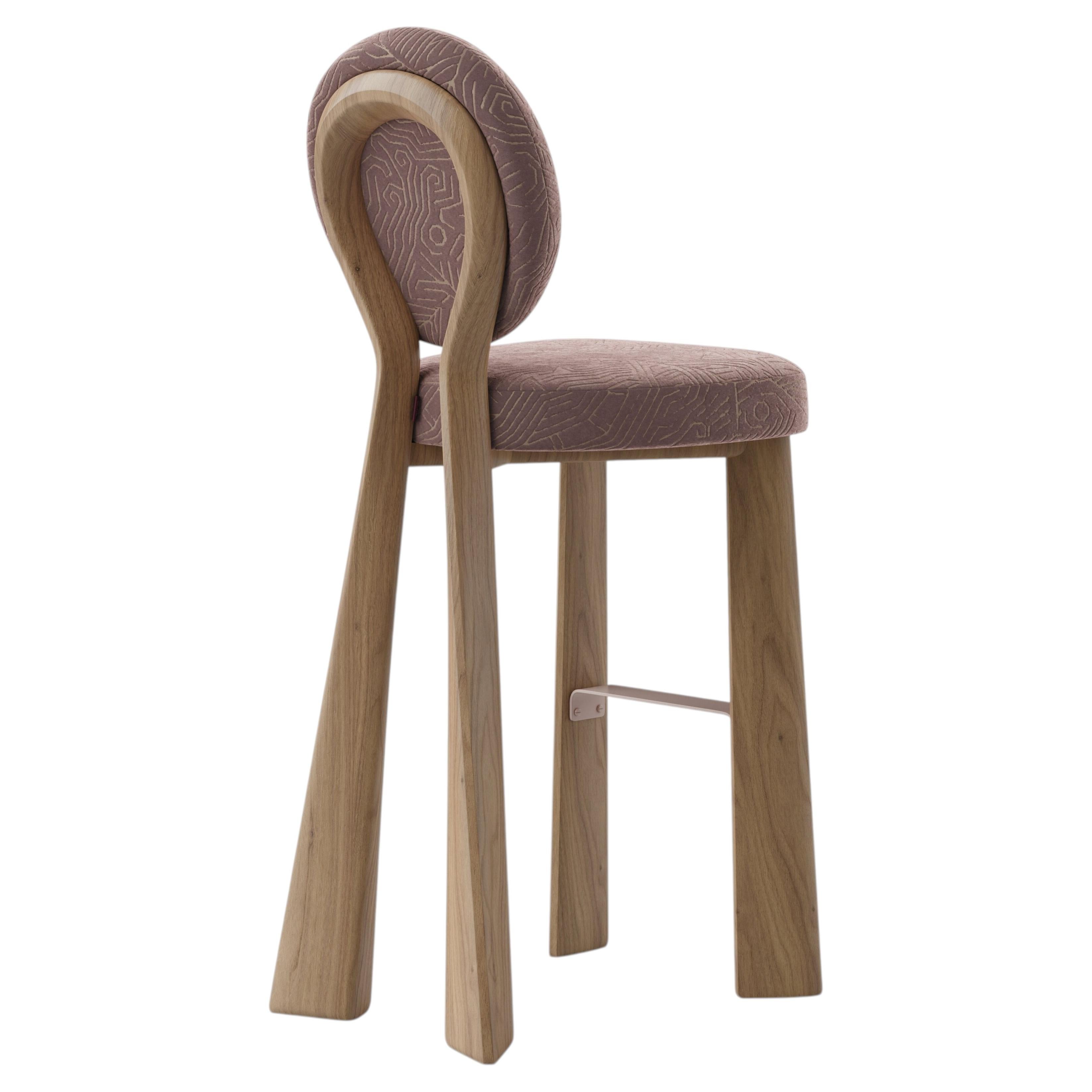 Mary II Bar Chair Wood or Lacquered Legs Dedar Made in Portugal by Ottiu