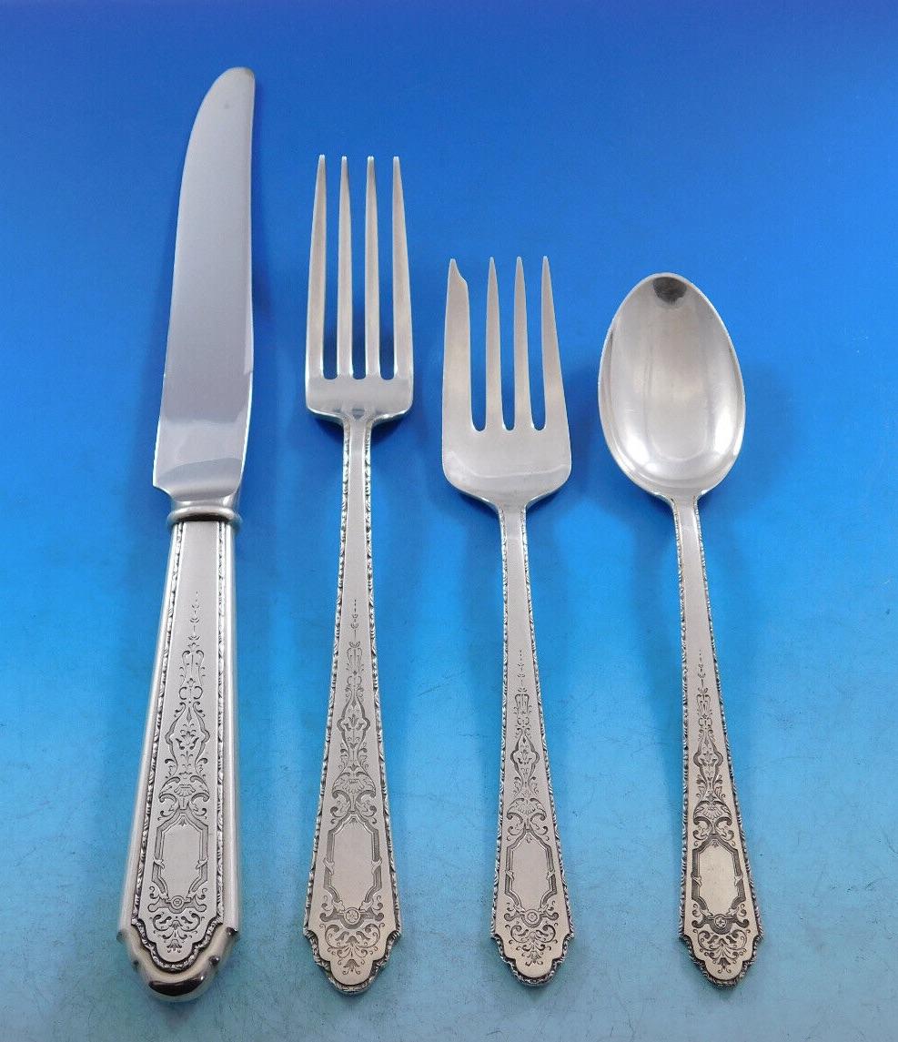 Beautiful Mary II by Lunt Sterling Silver Flatware set - 66 pieces. This set includes:

12 Knives, 9