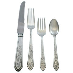 Vintage Mary II by Lunt Sterling Silver Flatware Set for 8 Service 36 Pieces R Monogram