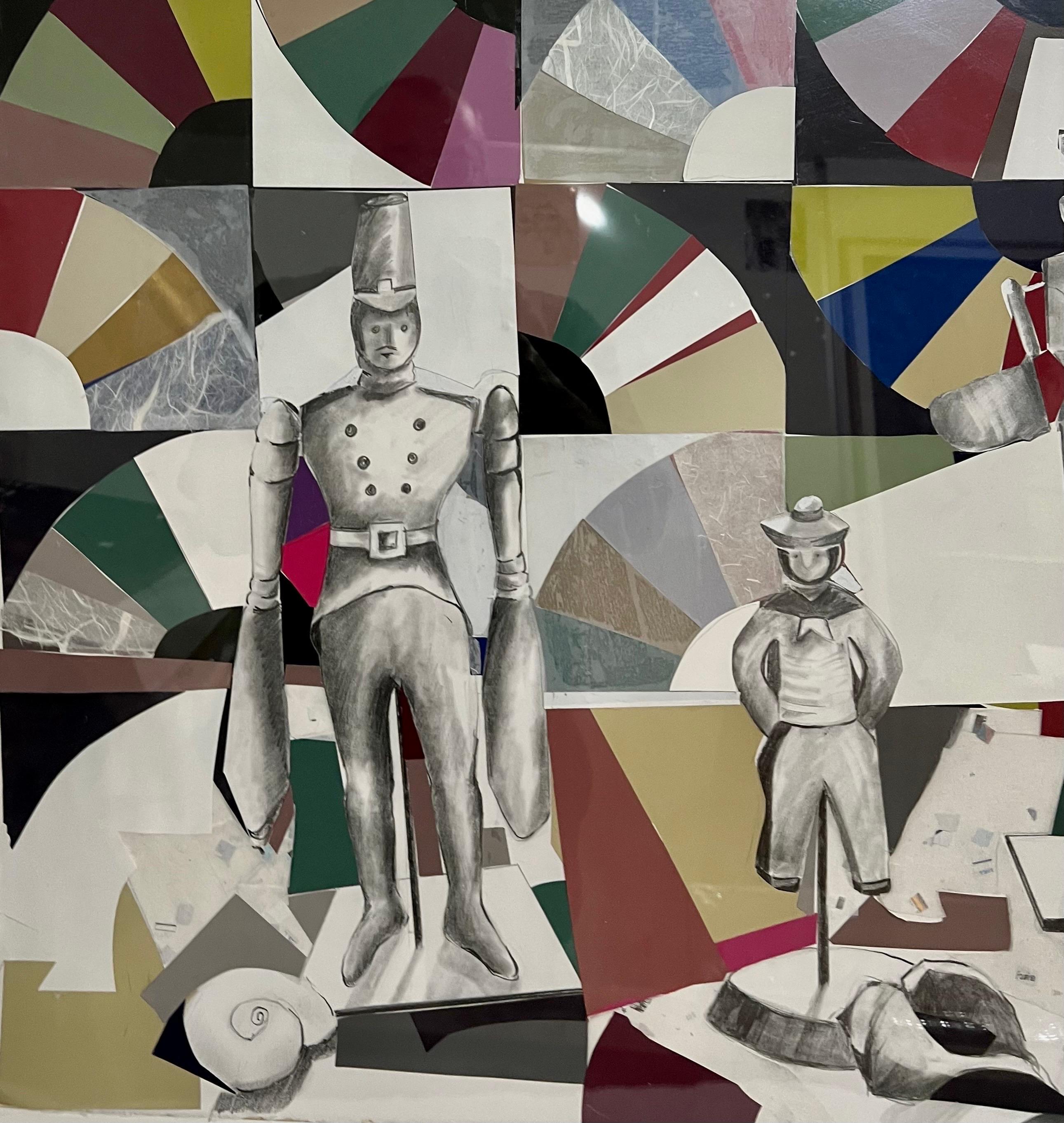 Mixed Media Modernistische Malerei Collage Nantucket Whirligig Americana Volkskunst im Angebot 9
